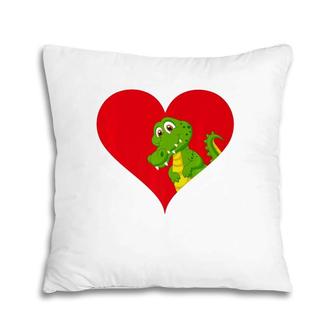 Funny Alligator Lover Heart Shape Alligator Valentine's Day Pillow | Mazezy