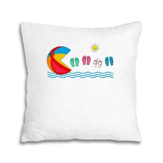 Funny Beachball Eating Flip Flops Swim Beach Vacation Summer Pillow | Mazezy AU