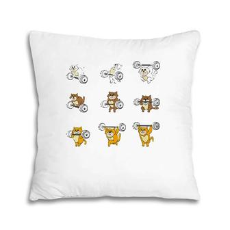 Funny Cats Deadlift Barbell Gym Workout Pillow | Mazezy