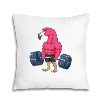 Funny Flamingo Weightlifting Bodybuilder Muscle Fitness Pillow | Mazezy