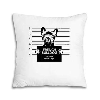 Funny French Bulldog Most Wanted Police Station Design  Pillow
