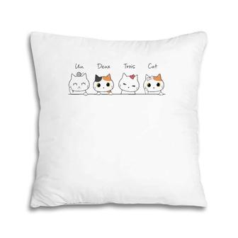 Funny French Counting Cats Un Deux Trois Cat Kittens Pillow | Mazezy