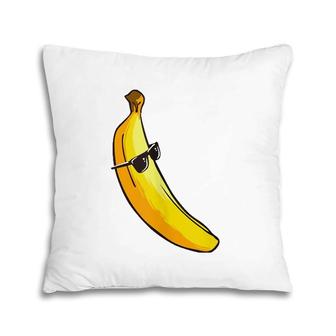 Funny Giant Long Yellow Banana Wearing Summer Sunglasses Pillow | Mazezy