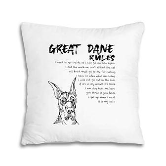 Funny Great Dane Dog Rules Hand Drawn Art Black Raglan Baseball Tee Pillow | Mazezy