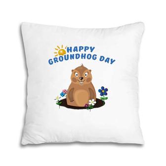 Funny Groundhog Day Spring Happy Groundhog Day Pillow | Mazezy
