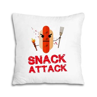 Funny Hot Dog Snack Attack Food Snacks Pillow | Mazezy