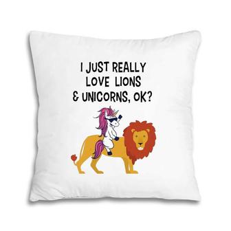 Funny Lion Unicorn Lion Lover Gift Unicorn Lover Pillow | Mazezy