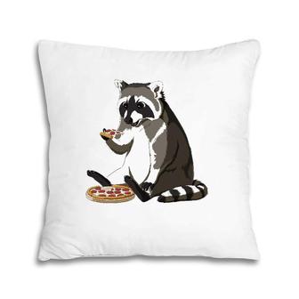 Funny Pizza Lover Foodie Raccoon Pillow | Mazezy