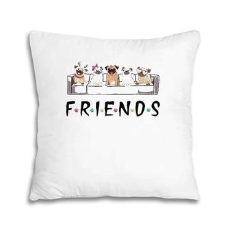 Funny Pug Friends Pug Dog Lover Happy Holiday Gift Pillow | Mazezy