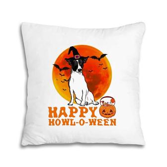 Funny Rat Terrier Dog Halloween Happy Howl-O-Ween Pillow | Mazezy