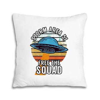 Funny Retro Storm Area 51 Free The Squad Pillow | Mazezy