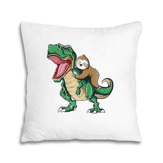 Funny Sloth Riding Arex Dinosaur Pillow | Mazezy AU