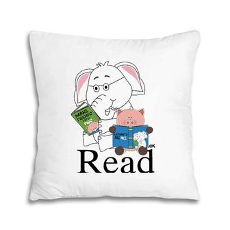 Funny Teacher Library Read Book Club Piggie Elephant Pigeons Pillow | Mazezy