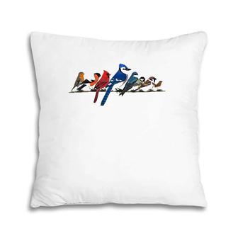 Garden Birds Blue Jay Bullfinch Pillow | Mazezy