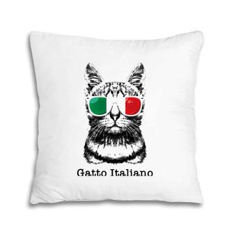 Gatto Italiano Funny Italian Cat Wearing Sunglasses Pillow | Mazezy