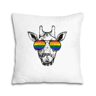 Giraffe Gay Pride Flag Sunglasses Lgbtq Gift Pillow | Mazezy