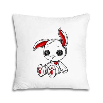 Goth Bunny Cute Gothic White Bunny Red Heart Pillow | Mazezy