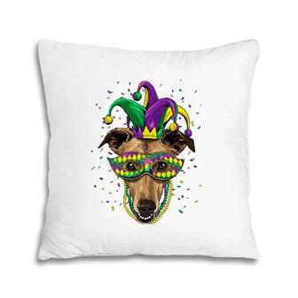 Greyhound Dog Lover Cute Mardi Gras Carnival Jester Pillow | Mazezy