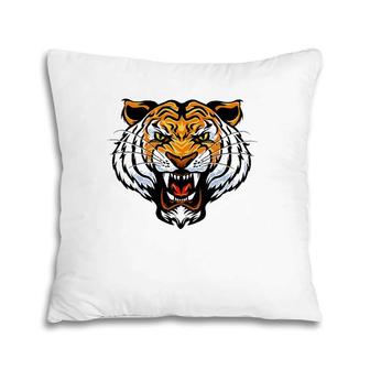 Growling Mouth Open Bengal Tiger Pillow | Mazezy