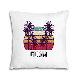 Guam Hawaii Vintage 1970'S Retro Skyline Palm Tree Pillow | Mazezy