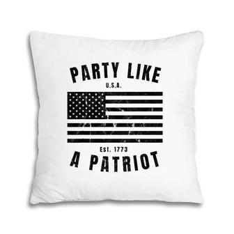 Happy Fourth Of July Party Like A Patriot Fun American Flag Pillow | Mazezy