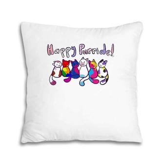 Happy Purride Cats Kittens Gay Pride Lgbtq Transgender Gift Pillow | Mazezy