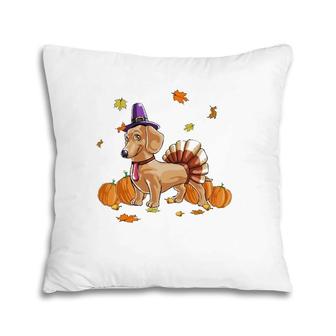 Happy Thanksgiving Dachshund Turkey Costume Funny Pillow | Mazezy
