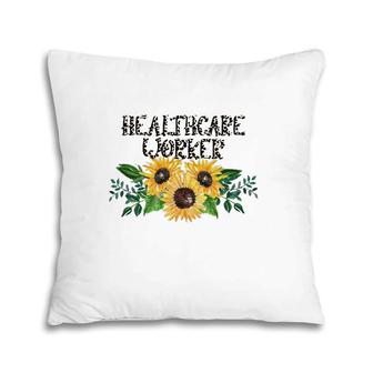 Healthcare Worker Leopard Text Sunflower Nurse Doctor Gift Pillow | Mazezy CA