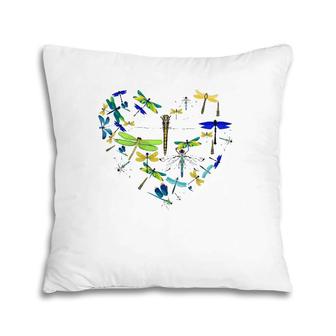Heart Colorful Dragonflies Lover Gift Pillow | Mazezy