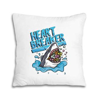 Heartbreaker Shark Eating Hearts Valentine's Day Pillow | Mazezy