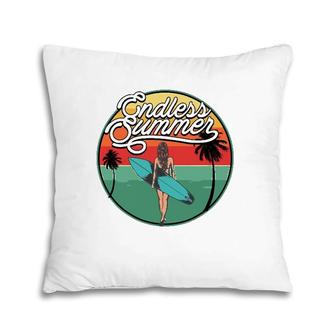 Hello Summer Endless Summer Retro Vintage Beach Pillow | Mazezy
