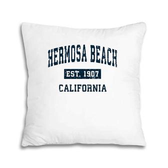 Hermosa Beach California Ca Vintage Sports Design Navy Print Pillow | Mazezy