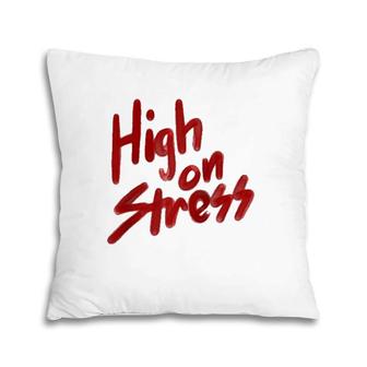 High On Stress Retro Red Spraypaint Graphic Raglan Baseball Tee Pillow | Mazezy