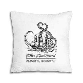 Hilton Head Island Nautical Coordinates Boat Octopus Pillow | Mazezy