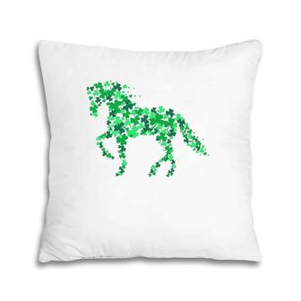 Horse Shamrock Horseback Riding Equestrian Patrick Day Pillow | Mazezy
