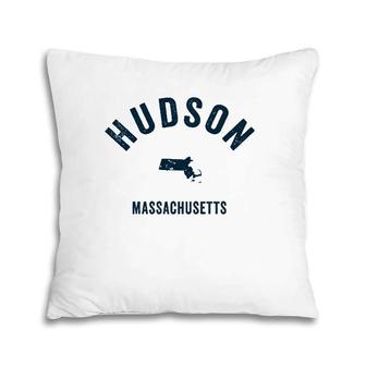 Hudson Massachusetts Ma Vintage 70'S Sports Design Navy Print Pillow | Mazezy