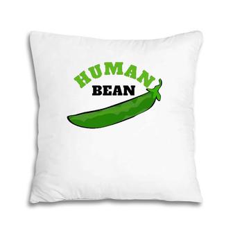 Human Bean Green And Black Print Pillow | Mazezy