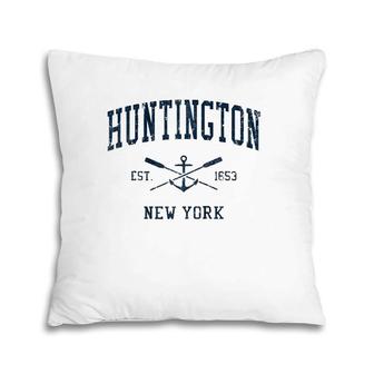 Huntington Ny Vintage Navy Crossed Oars & Boat Anchor Pillow | Mazezy