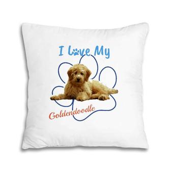 I Love My Goldendoodle Best Dog Lover Paw Print Pillow | Mazezy