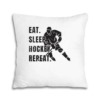 Ice Hockey Eat Sleep Hockey Repeat Youth Hockey Pillow | Mazezy