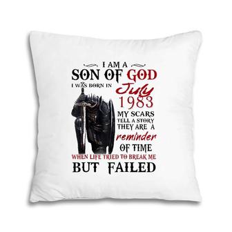 I’M A Son Of God I Was Born In July 1983 Raglan Baseball Tee Pillow | Mazezy