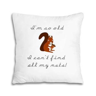 I'm So Old I Can't Find My Nuts Squirrel Cartoons Pillow | Mazezy