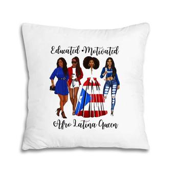 Inspiring Afro Latina Queen Puerto Rican Womans Rico Flag Pillow | Mazezy CA