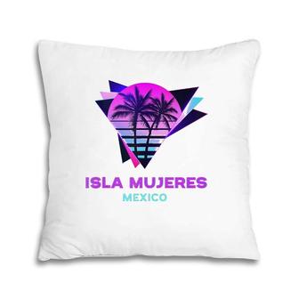 Isla Mujeres Mexico Retro 80S Palm Tree Vintage Souvenir Tank Top Pillow
