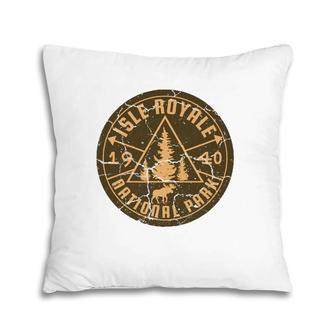 Isle Royale National Park Michigan Hiking Moose Nature Retro Pillow | Mazezy