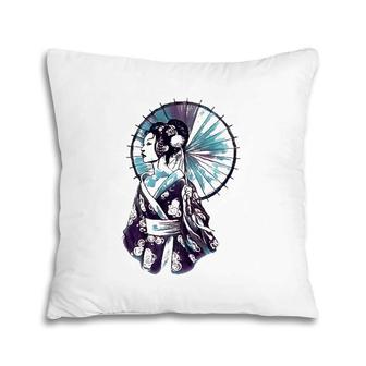 Japanese Geisha Parasol Pretty Tattoo Art Samurai Pillow | Mazezy