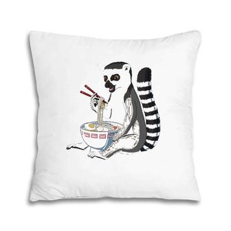 Japanese Noodles Kawaii Ramen Bowl Funny Lemur Pillow | Mazezy