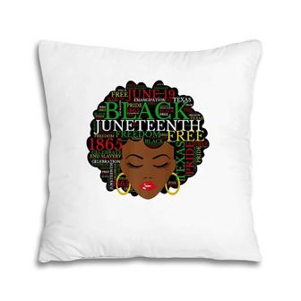 Juneteenth Melanin Black Women Natural Hair Afro Word Art Pillow | Mazezy