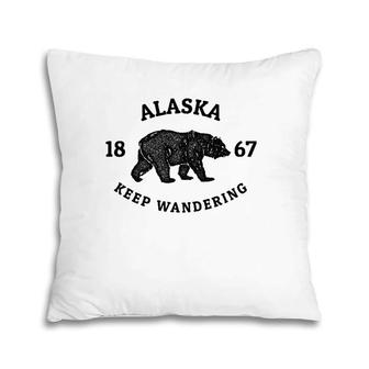 Keep Wandering Alaska Hiking Bear Pillow | Mazezy
