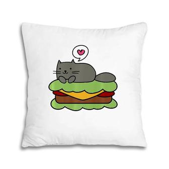 Keto Kitty On Bunless Cheeseburger Tee Pillow | Mazezy